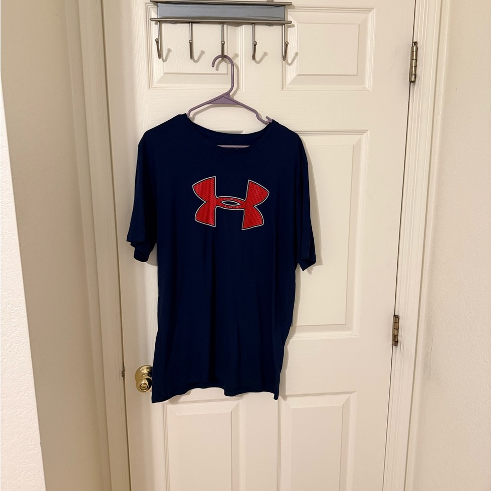 Under Armour Dark Blue Tee with Red Emblem